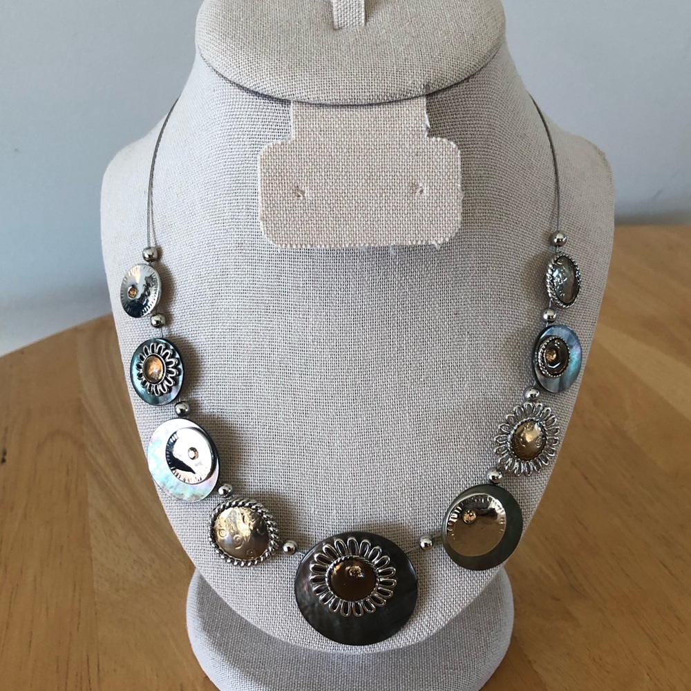 Women’s Vintage Spoutnik 19” Mother of Pearl Stainless steel wire necklace